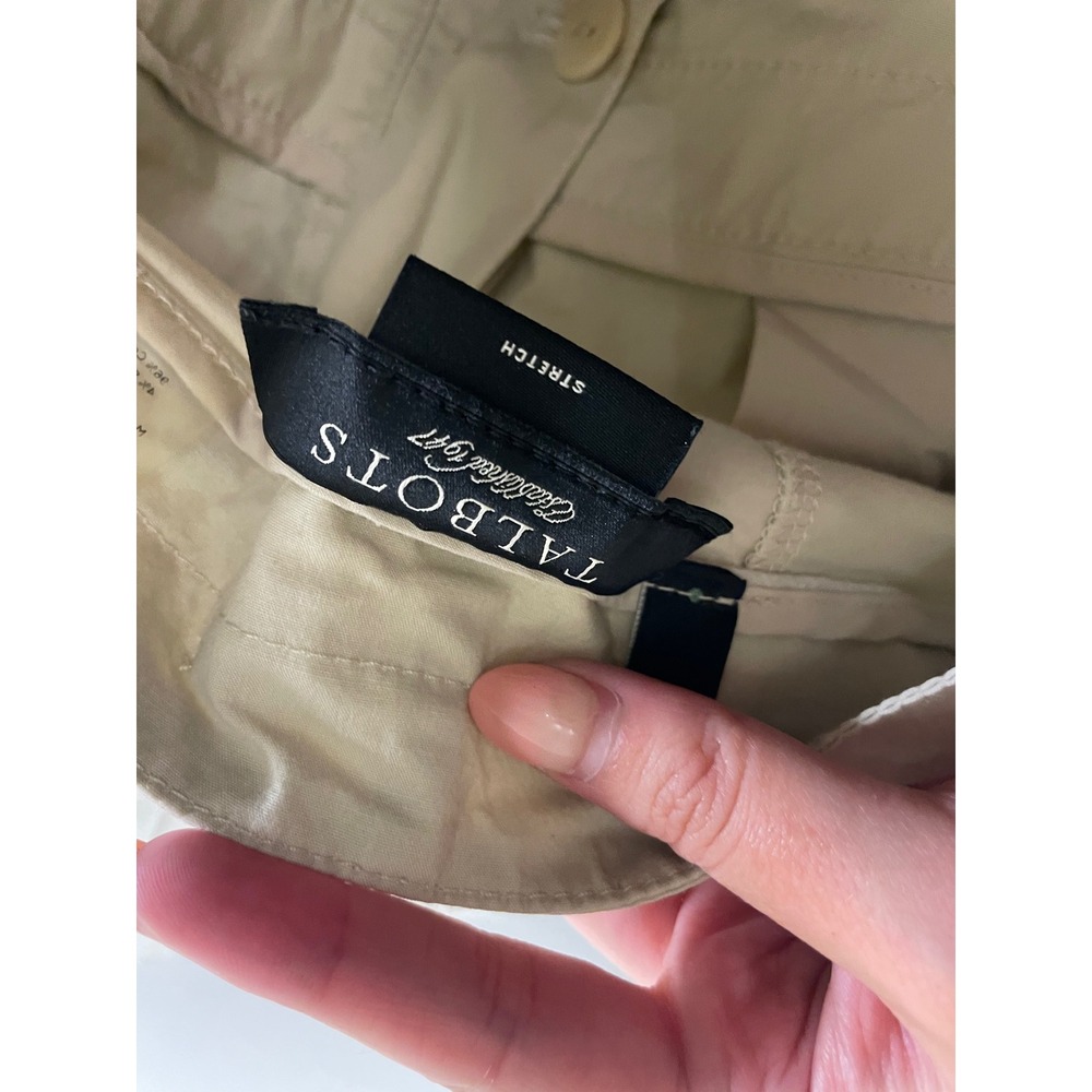 Talbots Womens 10 Khaki Tan Stretch Straight Leg Trousers Chino Pants F122 - Picture 5 of 9